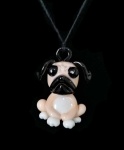 Handmade Murano Glass Pug Dog Pendant Necklace